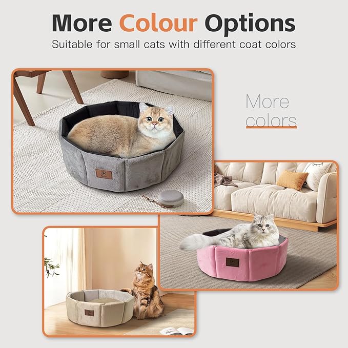 PJYuCien Premium Orthopedic Memory Foam Round Pet Bed for Large Cats, Small Dogs & Puppies - 20" Indoor Donut Cuddler with Non-Slip Bottom, Machine Washable, Supports Pets Up to 18 lbs, Khaki