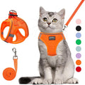 Cat Harness and Leash Set, Soft and Breathable Vest with Reflective Strip, Escape Proof Kitten Harness, Easy to Wear for Cats Walking and Traveling (Orange, XS)