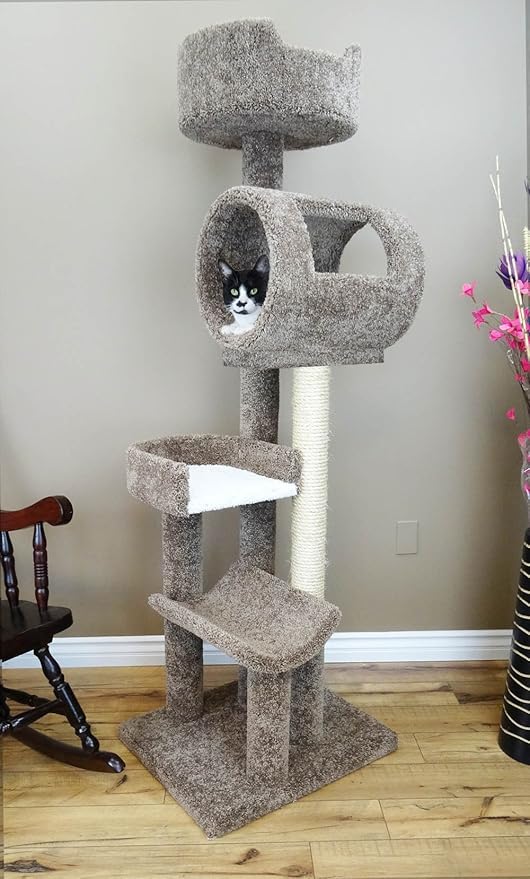 New Cat Condos 140003- Solid Wood Cat Climbing Tower Cat Tree