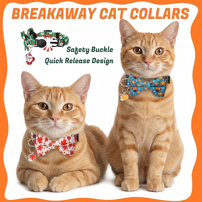 18 Pcs Holiday Cat Collars St. Patrick's Day Cat Collars with Bowtie Adjustable Breakaway Kitten Collar with Plastic Buckle for Holiday Pet Cat Costume