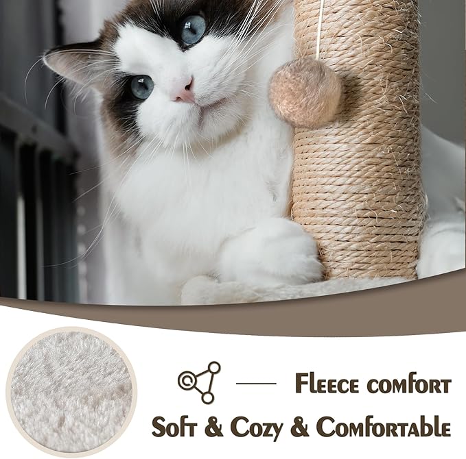 Cat Wall Shelves Climber Systems, Set of 7 Heavy Duty Wall-Mounted Cat Furniture Set with Scratcher Post, Bridge Ladder, Wooden Platform and Hanging Ball for Kittens, Large Cats