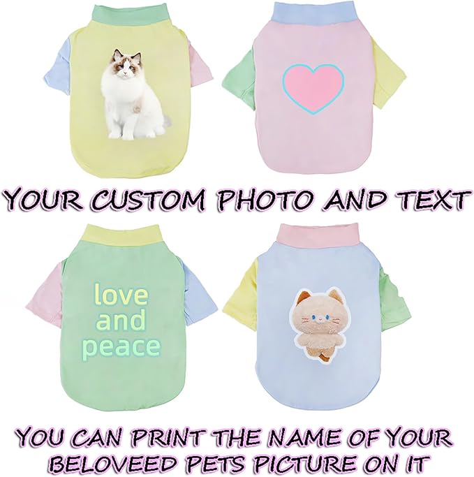 Custom Dog Shirt,Personalized Pet Apparel with Name Text Photo Image,Lightweight Breathable Puppy Kitten Cotton Vest for Small Medium Large Dogs Cats,Puppy Gift (Dopamine Pink, X-Large)