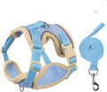 Cat Harness and Leash Set for Walking – Escape-Proof Reflective Vest for Cats and Small Dogs, Adjustable Soft Air Mesh with Pressure-Reducing Design, 4.92ft (Light Brown & Blue, M)