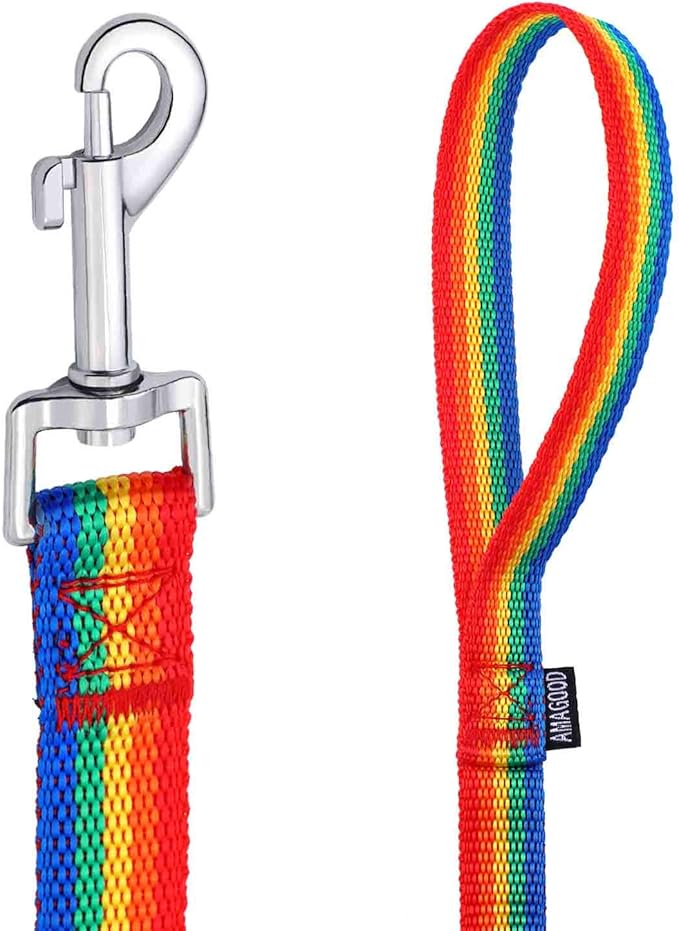 AmaGood Dog/Puppy Obedience Recall Training Agility Lead-15 ft 20 ft 30 ft 50 ft Long Leash-for Dog Training,Recall,Play,Safety,Camping (30feet, Rainbow)
