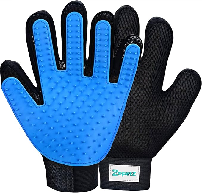 (Left Hand) Pet Hair Remover Glove – Blue, Reusable Grooming Glove for Dogs, Cats & Horses, Gentle Deshedding, Bathing & Massaging, Anti-Shedding Tool for Pet Hair Removal (Left Hand only)