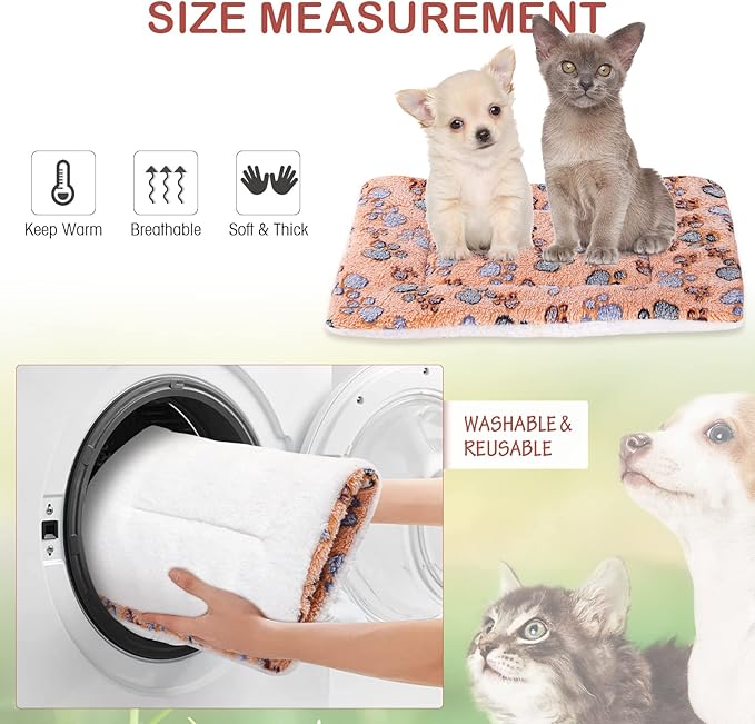 Tuanse 4 Pack Ultra Soft Dog Cat Bed Mat Small Animal Guinea Pig Bed with Cute Print Reversible Fleece Dog Crate Kennel Pad Cozy Washable Thickened Hamster Pet Beds Mat(13 x 19 Inches,Vivid Color)