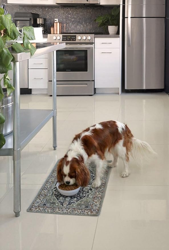 LOVEWAG Waterproof 2-Pack Pet Feeding Mats - 16" x 24" Premium Cat & Dog Food Mat - Non-Slip, Machine Washable Food Mat Protects Floors & Contains Water Bowl Spills - Pet Place Mats (Caramel Crème)