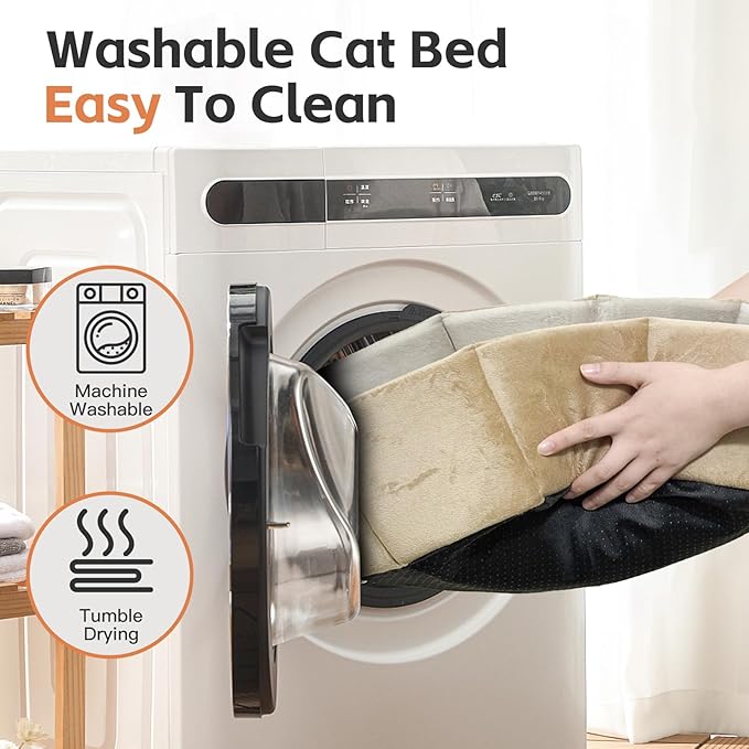 PJYuCien Premium Orthopedic Memory Foam Round Pet Bed for Large Cats, Small Dogs & Puppies - 20" Indoor Donut Cuddler with Non-Slip Bottom, Machine Washable, Supports Pets Up to 18 lbs, Khaki