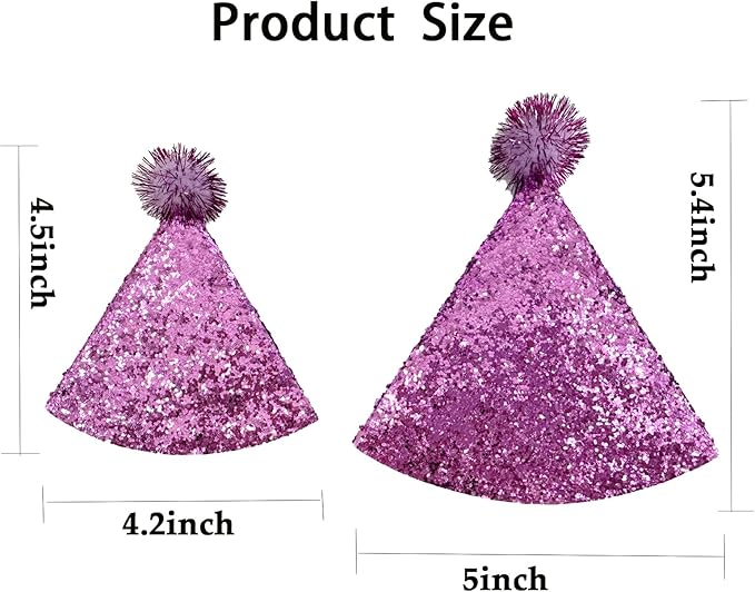 10 Pcs Dog Birthday Hat Set for Small Medium Dogs Cat Puppies, Mini Party Hat with Adjustable Headbands, Cute Pet Hat with Pompons for Birthday Christmas Party Decoration Accessories (Large 5 Inch)