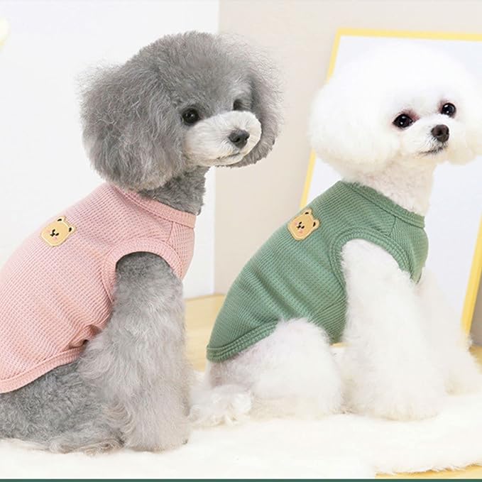 Cotton Dog & Cat Shirt Summer Lightweight Pet T-Shirts Soft Breathable Stretchy Tee Shirt Sleeveless Vest Dog Apparel for Medium Small Dog Clothes, 2PCS Yellow&Pink