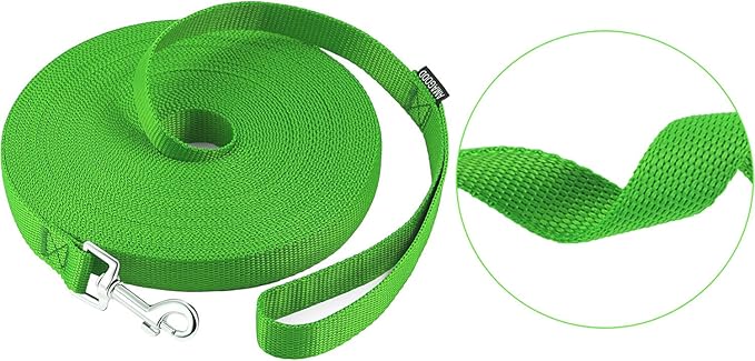 AmaGood Dog/Puppy Obedience Recall Training Agility Lead-15 ft 20 ft 30 ft 50 ft Long Leash-for Dog Training,Recall,Play,Safety,Camping (30feet, Green)