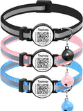 3 Pack Cotton Breakaway Cat Collars with Bell Reflective Strap, Lightweight Kitty Kitten Collars Pink Blue Collar for Female Girl Cats Male Boy Cats(Black & Blue & Pink)