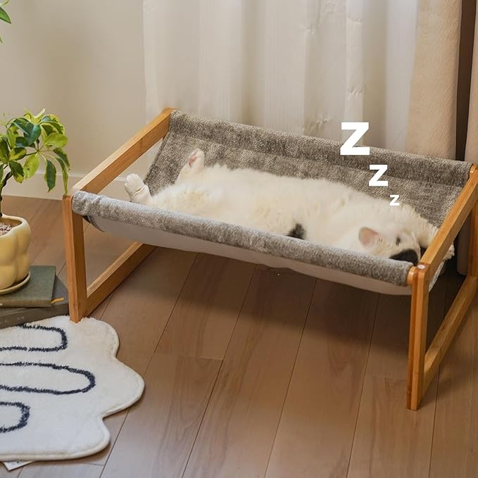Elevated Cat Bed, Large Hammock for Outdoor, 25 X 16.5 Inch Pet Furniture for Kitty, Puppy, Rabbit, Bunny and Small Animals