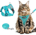 wanheart Cat Harness and Leash Set - Escape Proof Adjustable Breathable Vest for Cats, Soft Mesh Padded Harness with Reflective Strips - Easy Control for Kittens, Indoor & Outdoor Cats (Emerald, XL)