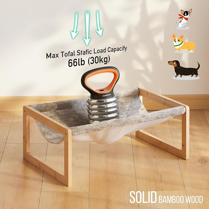Elevated Cat Bed, Large Hammock for Outdoor, 25 X 16.5 Inch Pet Furniture for Kitty, Puppy, Rabbit, Bunny and Small Animals