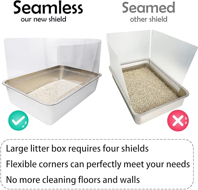 4PCS Cat Litter Box Pee Shields,Transparent Easy Clean Splash Guard for Open Top Litter Pan 14.5×11.5in- Litter Box Not Included (4, Clear)