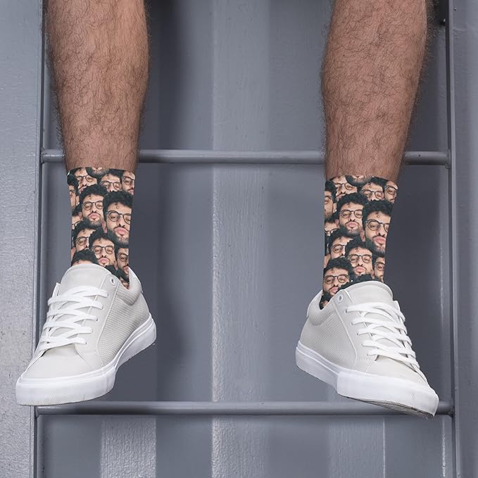D-Story Custom Face Socks, Personalized Photo Picture on Socks, Unisex Athletic Crew Socks for Men Women