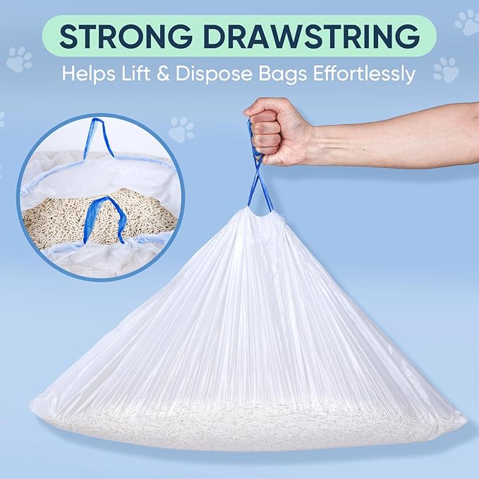 160 Count Cat Litter Box Liners Compatible with Neakasa & Pet Pivot Litter Box, Cat Litter Liners for Automatic Litter Box, 9-10 Gallon Thick Heavy Duty Waste Bags with Drawstrings, 27.17" x 12.99"