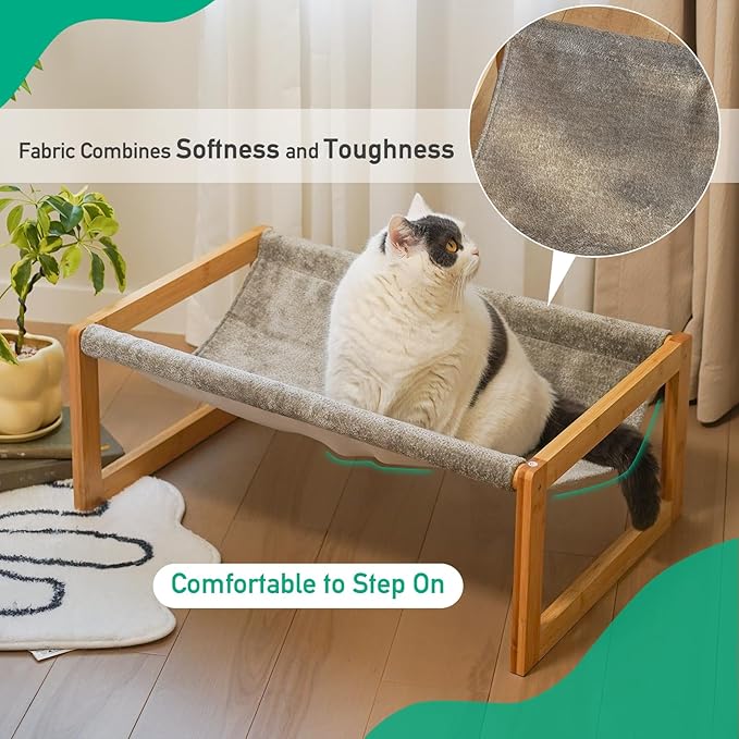 Elevated Cat Bed, Large Hammock for Outdoor, 25 X 16.5 Inch Pet Furniture for Kitty, Puppy, Rabbit, Bunny and Small Animals