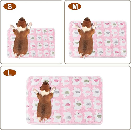 1 Pack 3 Blankets Super Soft Fluffy Premium Fleece Pet Blanket Flannel Paw Printed Throw for Dog Puppy Cat (Large 41x31'', Pink, Yellow, Blue)