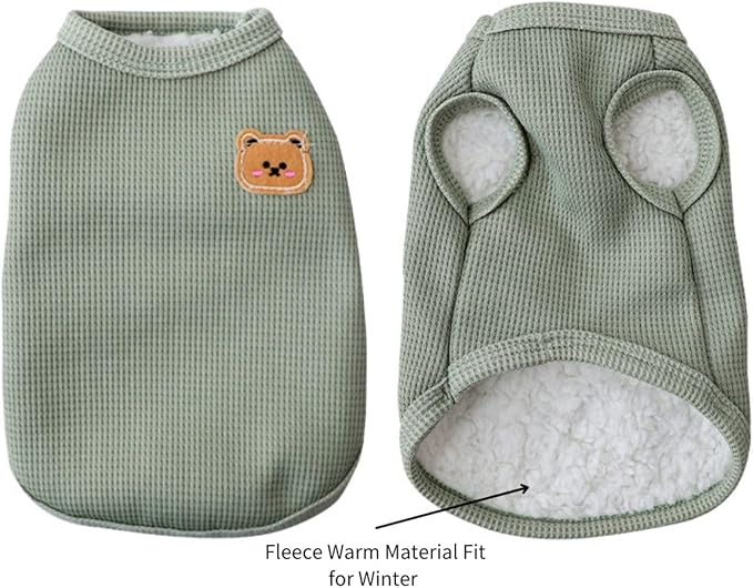 Fleece Cotton Dog Shirt - Winter Warm, Lightweight, Soft, Breathable, Stretchy Sleeveless Vest for Medium & Small Dogs