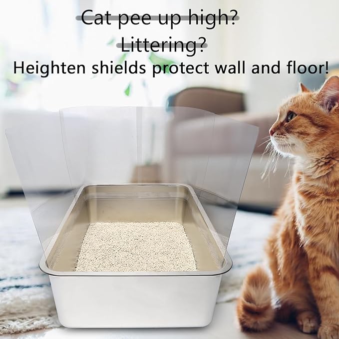 9PCS Cat Litter Box Pee Shields,Transparent Easy Clean Splash Guard for Open Top Litter Pan 14.5×11.5in- Litter Box Not Included (9, Clear)