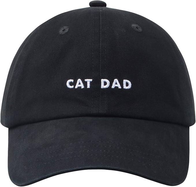 Cat Mom & Dad Hats for Proud Cat Parents | for Men & Women | Embroidered Text - Adjustable Fit - 100% Cotton