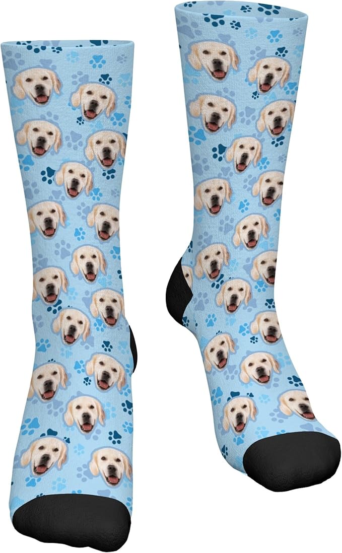 D-Story Custom Face Socks, Personalized Photo Picture on Socks, Unisex Athletic Crew Socks for Men Women