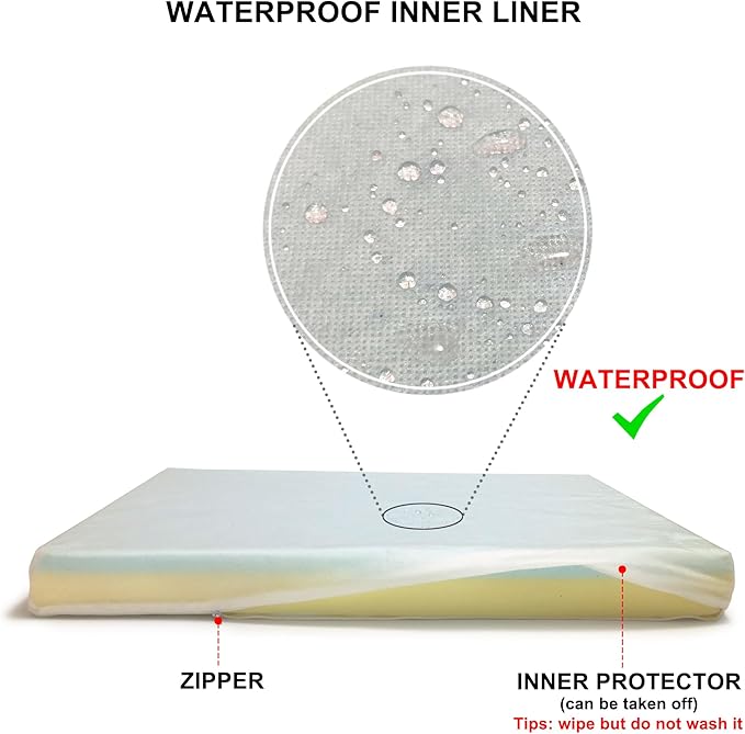 Hard-Wearing Orthopedic Dog Bed for Crate, 41x27 Inch, Made of Memory and HR Foam, Two-Sided Use, Providing Soft and Relatively Hard Support, with an Extra Inner Waterproof Protector (Gray)