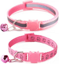 Pink Breakaway Cat Collar with Bells, [2 Pack] Break Away Kitten Collar with Bells, Reflective Cat Collar for Girl Cats Kitty