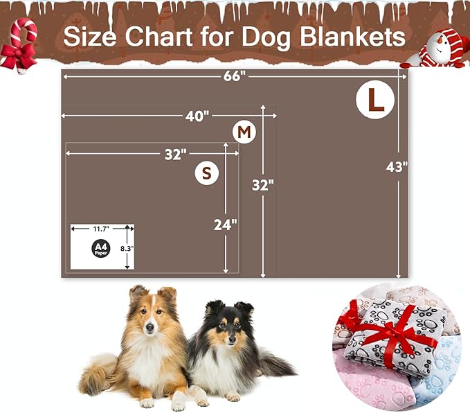 Stuffed Large Brown Premium Soft Dog Blanket, with Flannel Cute Paw Print, 43 * 66 inches, Cat Blanket Maltipoo Puppy Essentials