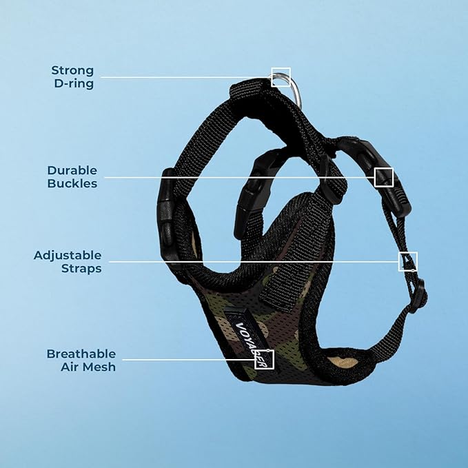 Voyager Step-in Pet Harness - All Weather Mesh, Adjustable Step in Harness for Cats and Dogs by Best Pet Supplies - Army/Black Trim, S