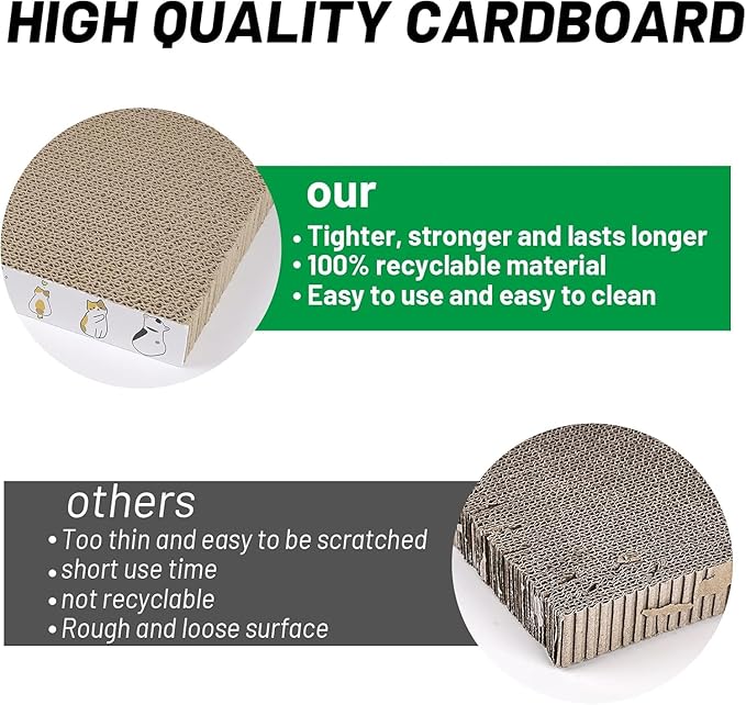 PatiencET Cardboard Cat Scratcher Pads, 6-Pack (3 Flat Double-Sided, 3 Wavy), Catnip Included, for Small and Medium Indoor Cats