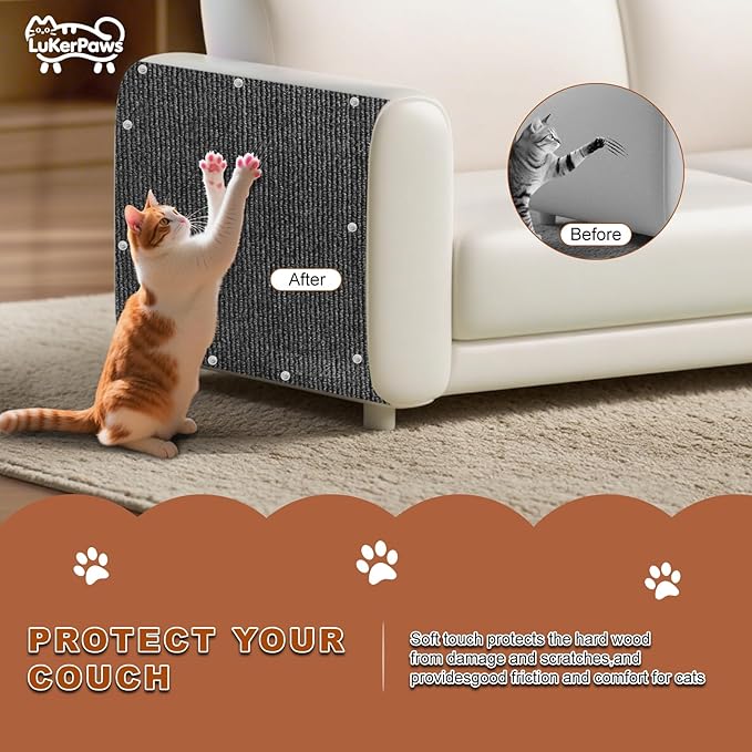 Cat Scratch Mat, Cat Scratch Couch Cats Scratch Furniture Protector for Couch, cat Scratch pad，cat Tree，DIY Climbing Carpet for Cat Tower Replacement Pads (Khaki, 78.7" x 15.8")
