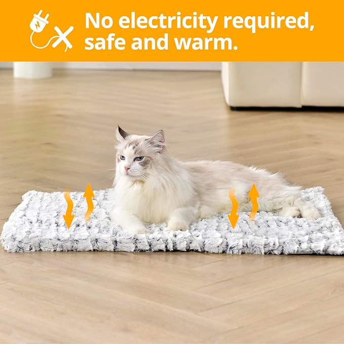 Self Warming Cat Bed, 30" x 20" Ultra Soft Cat Dog Pet Heating Pad for Indoor Outdoor, Non-Slip Heated Dog Mat Thermal Blanket