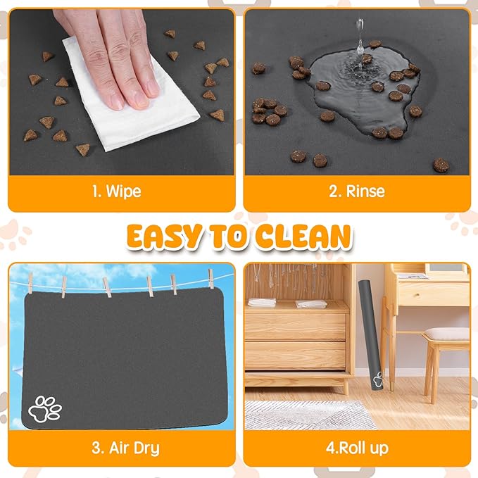 Dog Food Mat, 36" x 24" Extra Large Absorbent Dog Mat for Food and Water, Non Skid Cat Bowl Mat, No Stains Quick Dry for Pet Water Dispenser Pet Supplies for Messy Drinkers