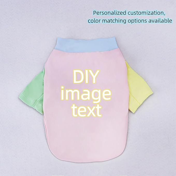 Custom Dog Shirt,Personalized Pet Apparel with Name Text Photo Image,Lightweight Breathable Puppy Kitten Cotton Vest for Small Medium Large Dogs Cats,Puppy Gift (Dopamine Yellow, X-Large)
