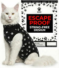 Cat Surgery Recovery Suit Female Cat Onesie for Cats After Surgery Spay Surgical Abdominal Wound Skin Diseases E-Collar Alternative Wear Kitten (Black, Large)
