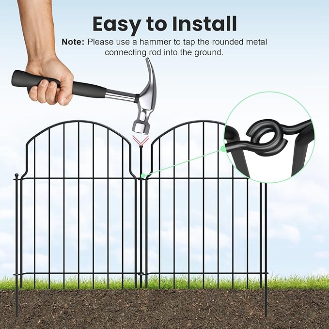 19Pcs Decorative Garden Fence, 20in(H)/20.5ft(L) Rustproof Metal Fences Animal Barrier Outdoor for Yard, Flower Bed Edging Ornamental Border Panel for Dogs, Rabbits, Dig Defence, Garden Decor, Patio