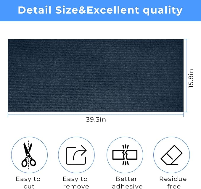 Cat Scratch Furniture Protector Couch Protector from cat Claws Self-Adhesive Carpet remnants Scratching Mat Trimmable DIY Climbing Covering Posts 39.3" x 15.8" Blue Grey