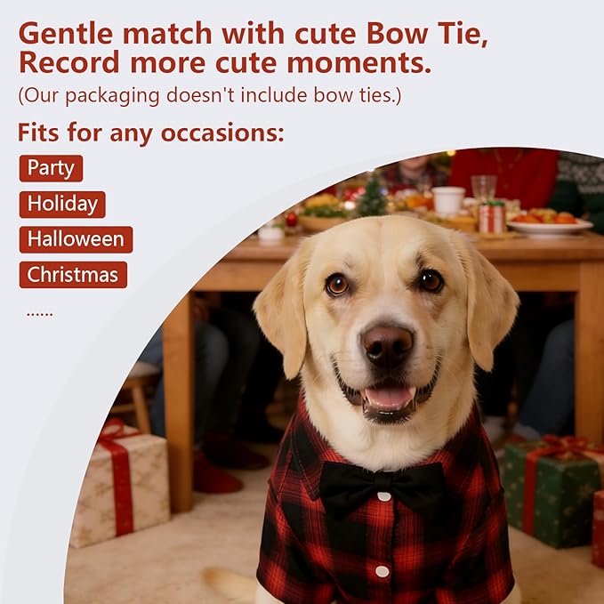 Koneseve Dog Shirt Pet Plaid Clothes T-Shirt Sweater Breathable for Medium Large Dog Cat Puppy Adorable Casual Cozy Halloween Thanksgiving Christmas Costumes (Red; 4XL)