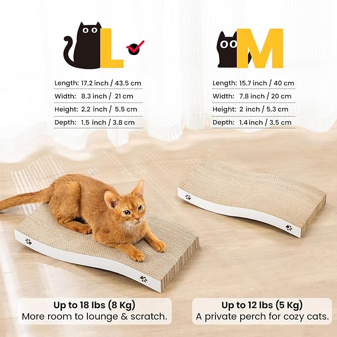 Cat Scratcher, Durable Scratch Pad, Corrugated Cardboard Scratching Board for Indoor Cats, Heavy Duty, Double-Sided Usability, Recyclable, with Catnip, Medium, 4 Packs