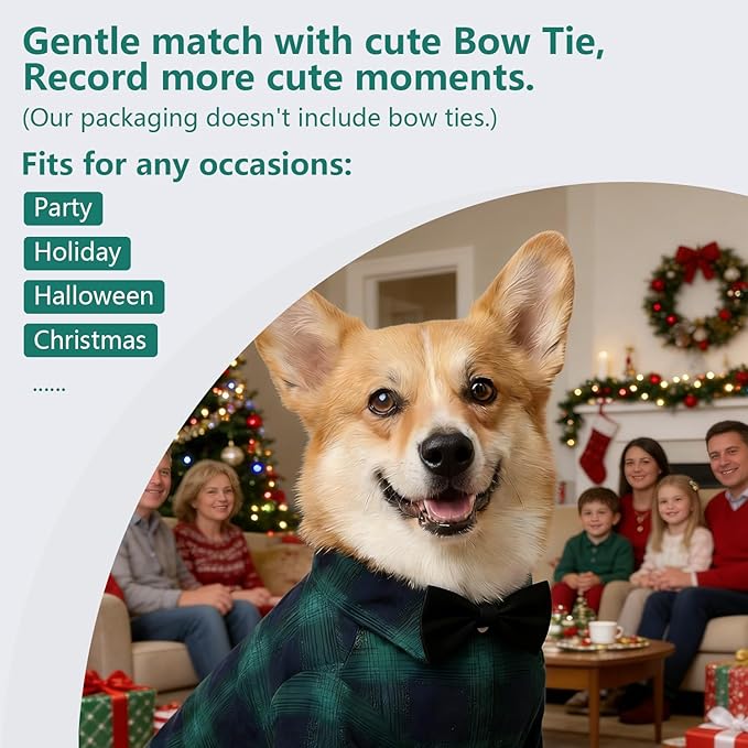 Koneseve Dog Shirt Pet Plaid Clothes T-Shirts Sweater Bottoming Shirt for Small Dog Cat Puppy Grid Adorable Wearing Stylish Cozy Halloween,Christmas Costumes (Green;XL/Extra Large)