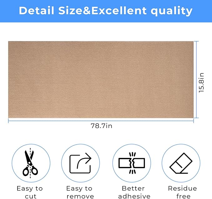 Cat Carpet remnants Cat Scratching Mat Trimmable Self-Adhesive Carpet DIY Climbing Scratcher Scratch Furniture Protector Covering Posts (78.7" x 15.8" Beige)