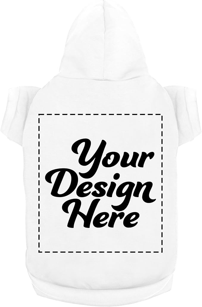 Personalized Dog Hooded Sweatshirt Custom Pet Pullover Hoodie Text/Image Small/Medium/Large Dogs,Puppy,Cat and Kitten (XX-Large, White)