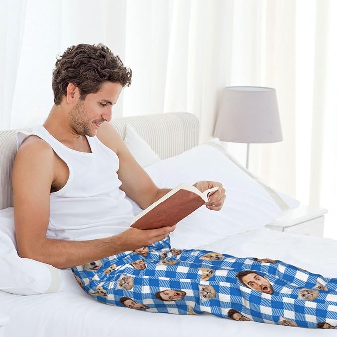 Custom Pajamas Pants Plaid Personalized Funny PJ Pant Design with Face Pajama for Men Women Dog Pet