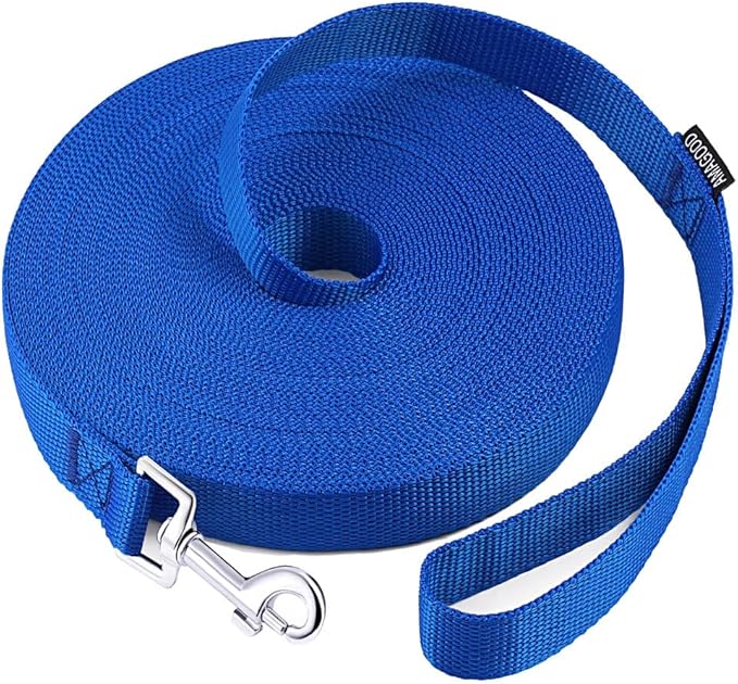 AMAGOOD Dog/Puppy Obedience Recall Training Agility Lead-15 ft 20 ft 30 ft 50 ft Long Leash-for Dog Training,Tie Out,Play,Safety,Camping (15Feet x 1Inch, Blue)