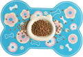 Dog Food Mat, 0.15” Thickened Super Absorbent Pet Feeding Mat for Food and Water, Fruit Donut Pattern Cat Placemat, Quick Dry Non-Slip Dog Bowl Mat, Water Splash Proof（Medium Donut Blue）