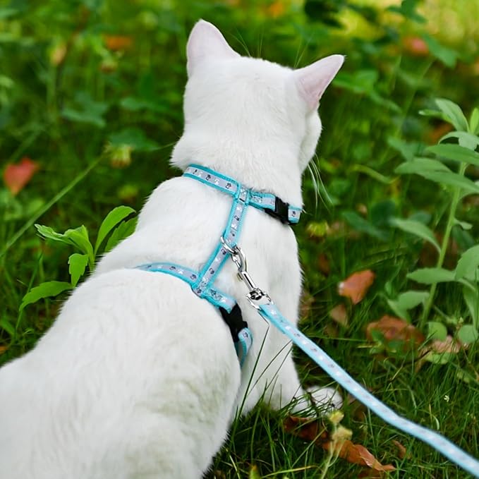 KOOLTAIL Cat Harness and Leash Set, Escape Proof Adjustable Kitten Harness for Walking Travel, Safe & Easy Control Outdoor, Lightweight Soft Pet Harness for Small Medium Large Cats, Green