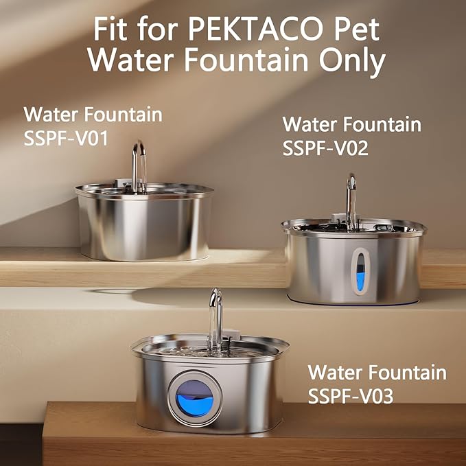 PEKTACO Cat Water Fountain Filters Replacement & Pre-Filter Sponges for 3.2L/108oz Automatic Pet Fountain, Dog Water Dispenser 9 Pack Filters & 9 Pre-Filter Sponges Foam Filters